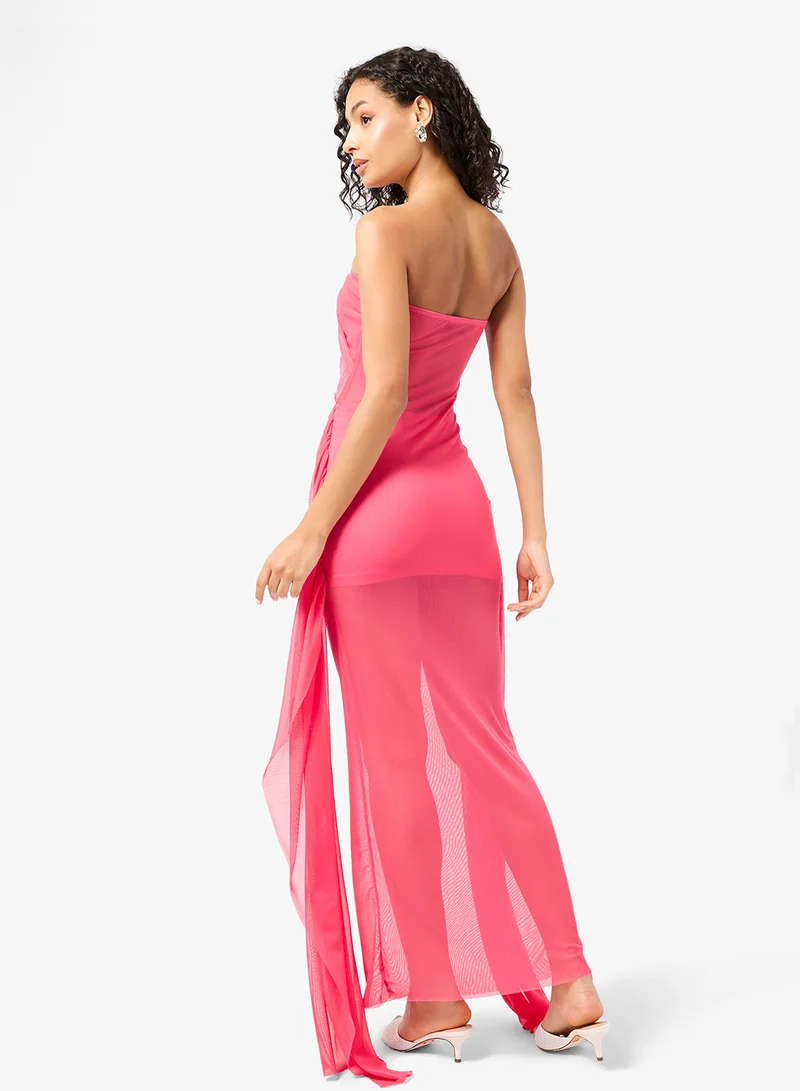 جينجر Bandeau Cutout Detail Draped Dress